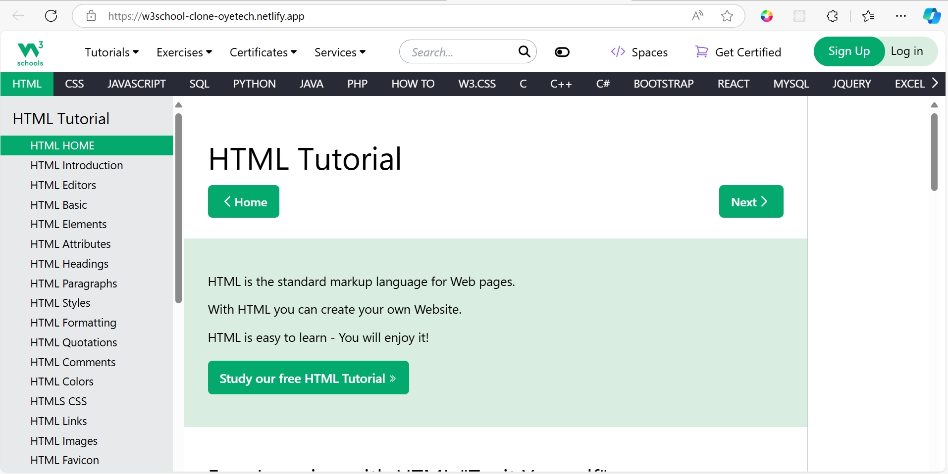 W3schools Clone